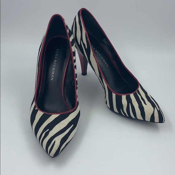Dana Buchman Shoes - Dana Buchman Zebra Print Red Heel Pointed Pumps